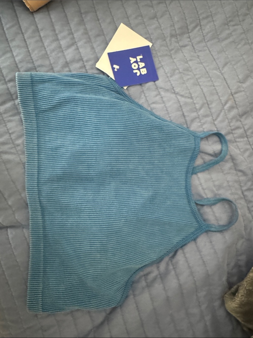 JoyLab Blue Ribbed Cropped Cami